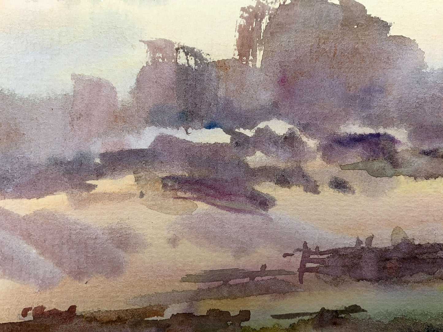 Watercolor painting Village edge Viktor Mikhailichenko