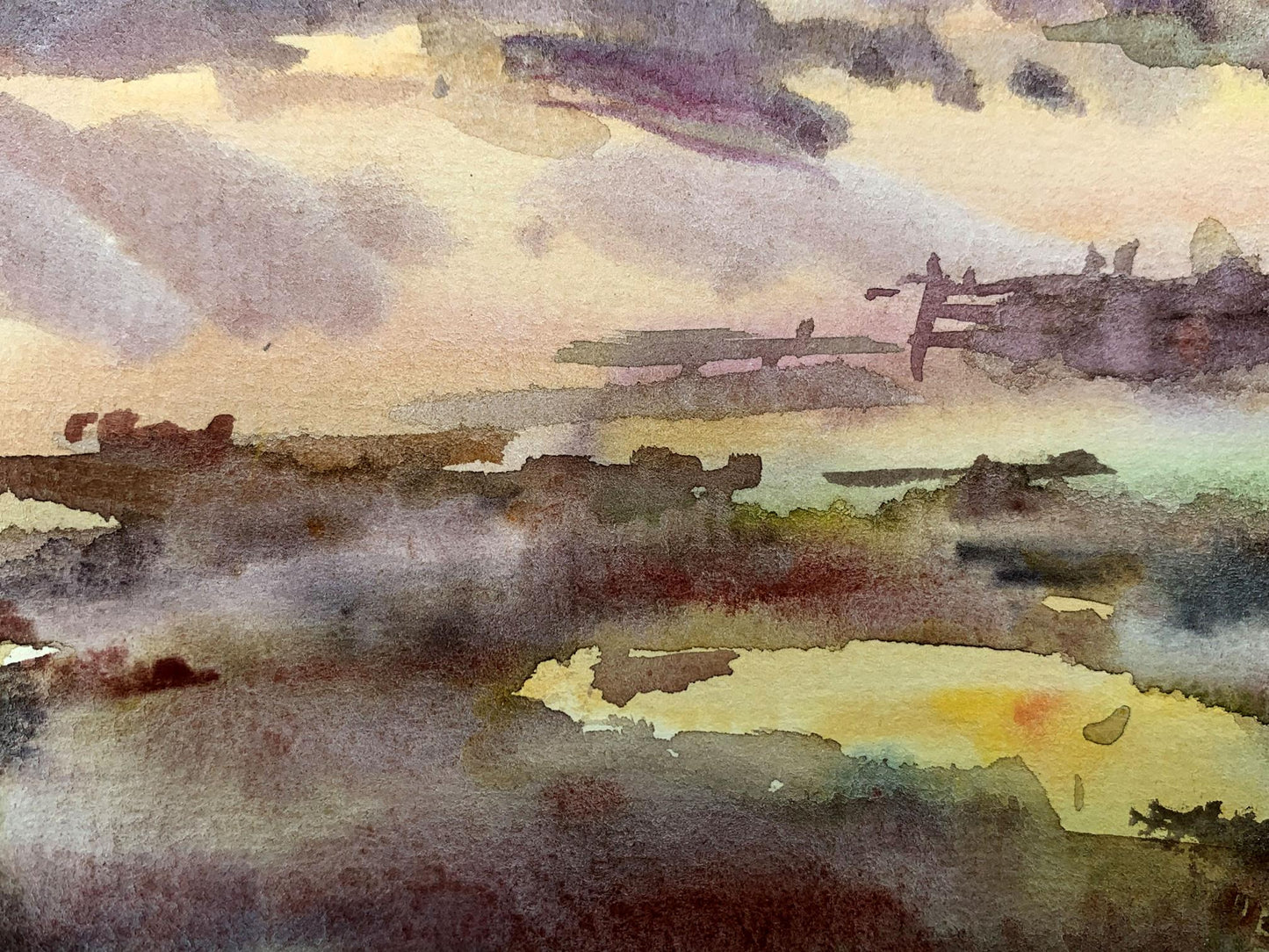 Watercolor painting Village edge Viktor Mikhailichenko