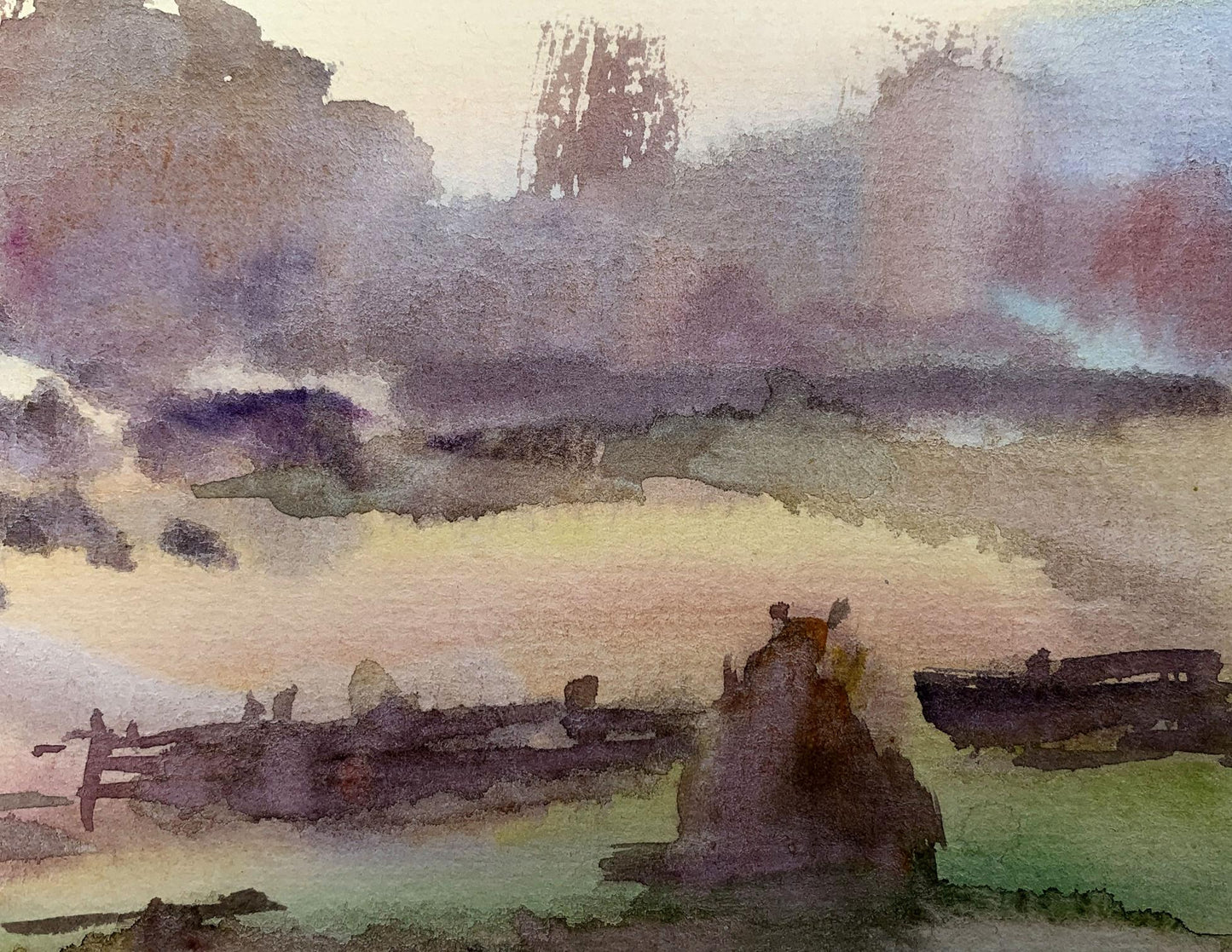 Watercolor painting Village edge Viktor Mikhailichenko