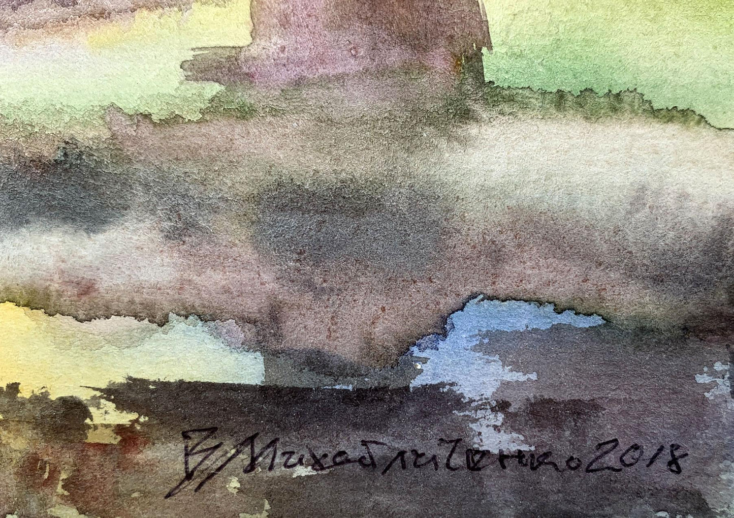 Watercolor painting Village edge Viktor Mikhailichenko