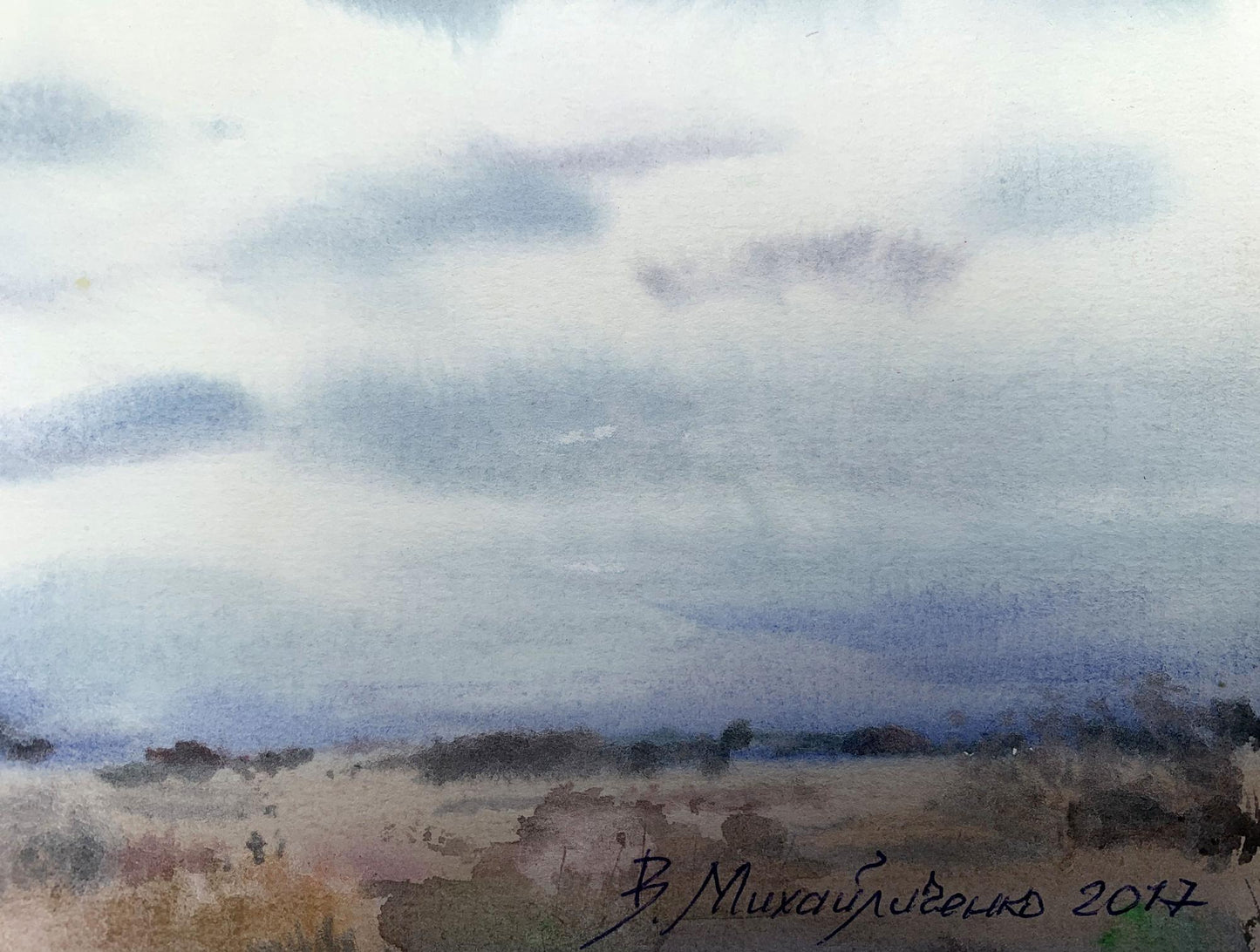 Watercolor painting In field Viktor Mikhailichenko