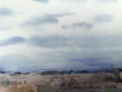 Watercolor painting In field Viktor Mikhailichenko