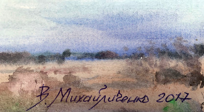 Watercolor painting In field Viktor Mikhailichenko