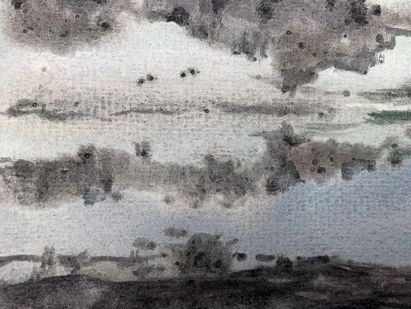 Watercolor painting The fog has risen Viktor Mikhailichenko