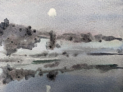Watercolor painting The fog has risen Viktor Mikhailichenko