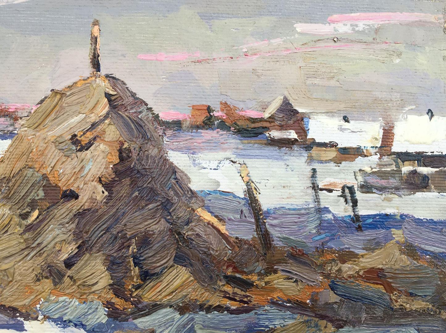 Oil Painting Nature Landscape Village landscape Art 