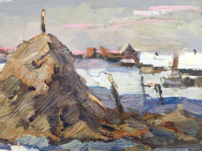 Oil Painting Nature Landscape Village landscape Art 