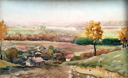 Watercolor painting Road to the village Tsyupka Ivan Kirillovich