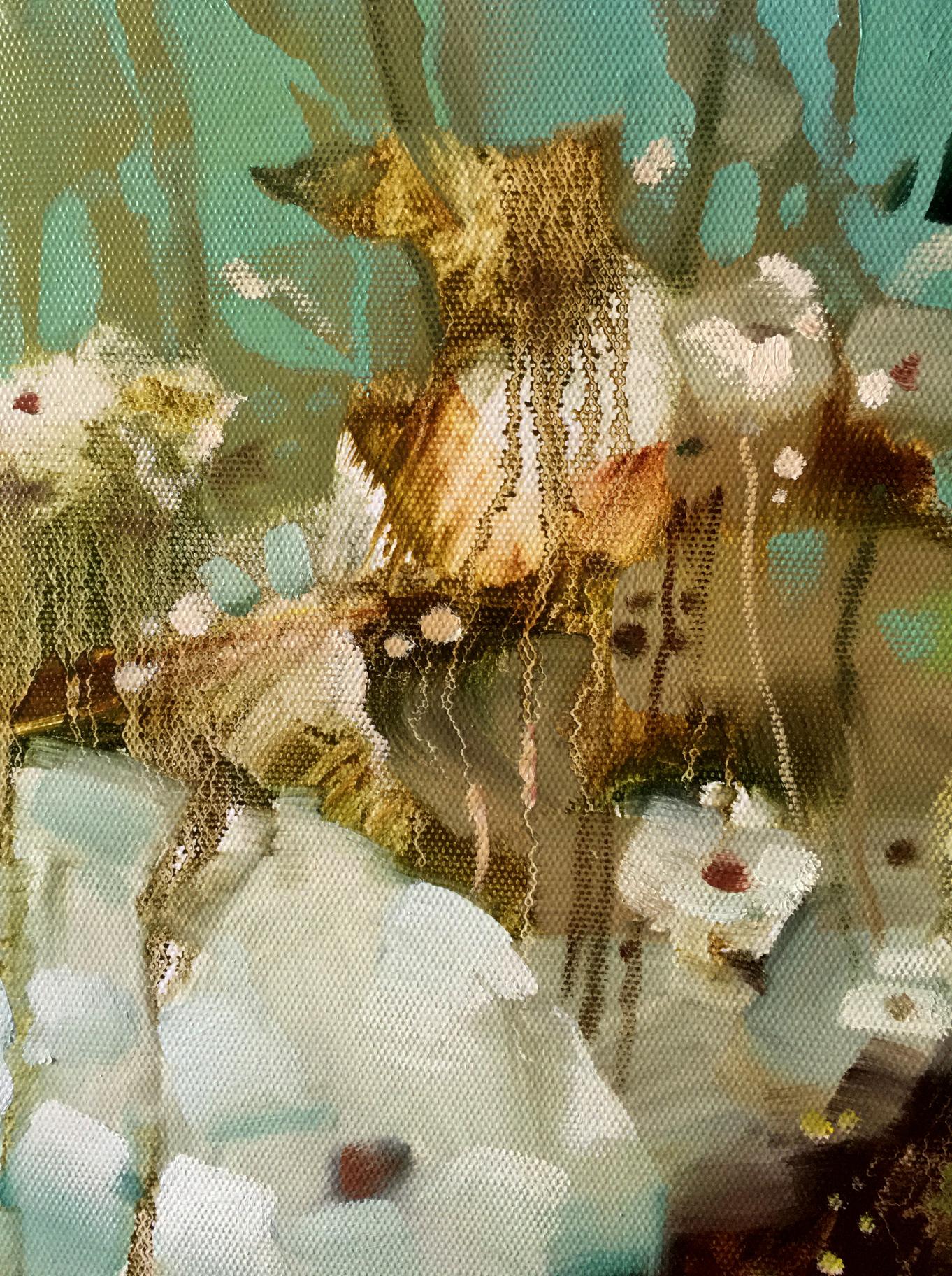 An abstract oil painting by Anatoly Borisovich Tarabanov featuring an evening bouquet