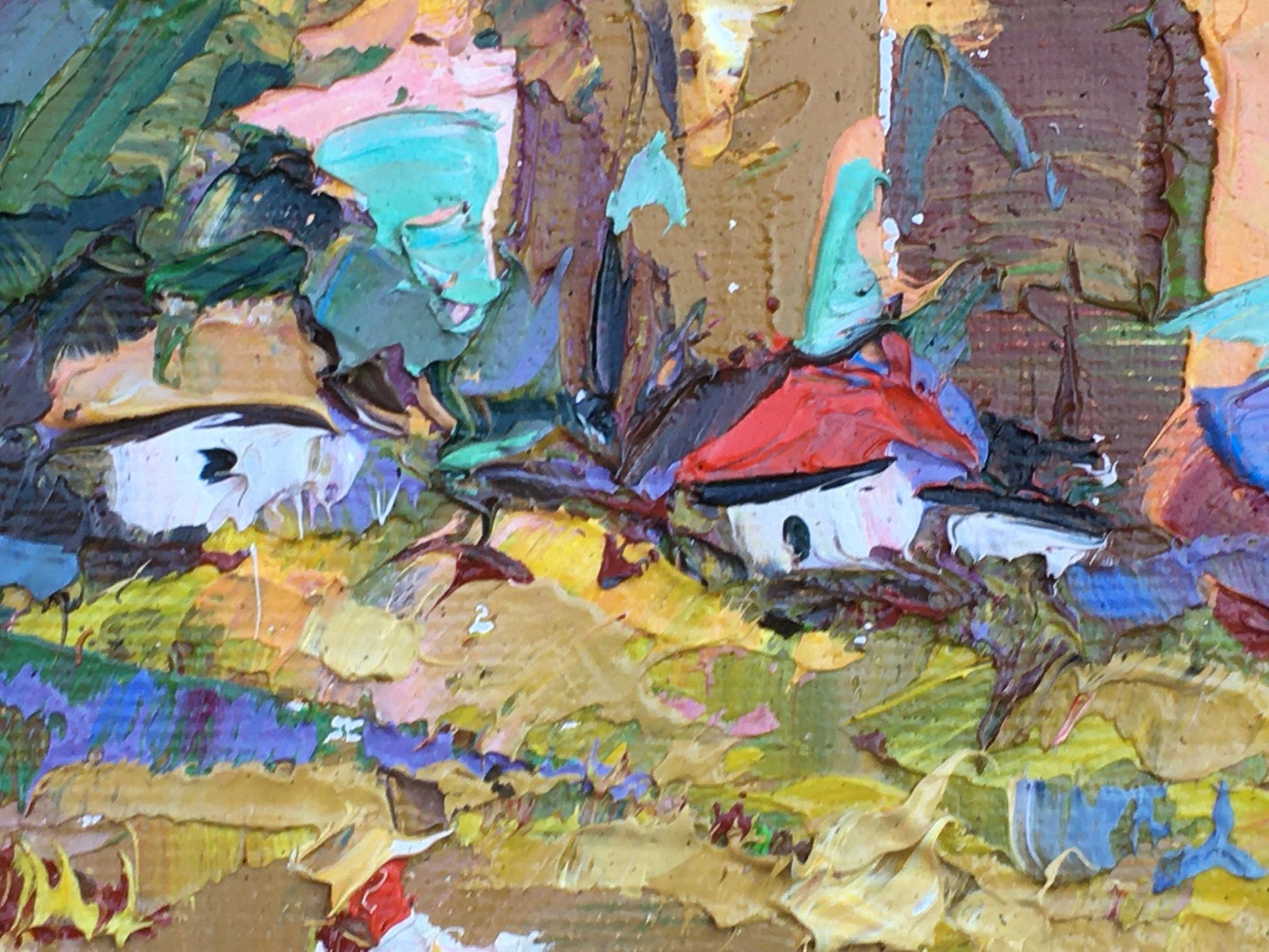 Oil Painting Nature Landscape Village landscape Art 