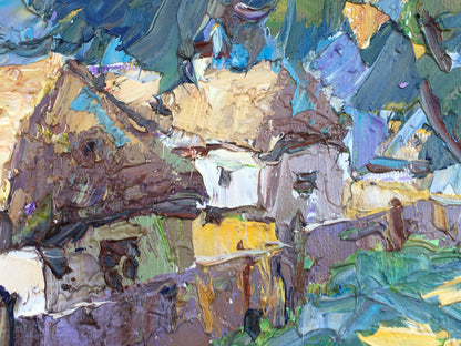 Oil Painting Nature Landscape Village landscape Art 