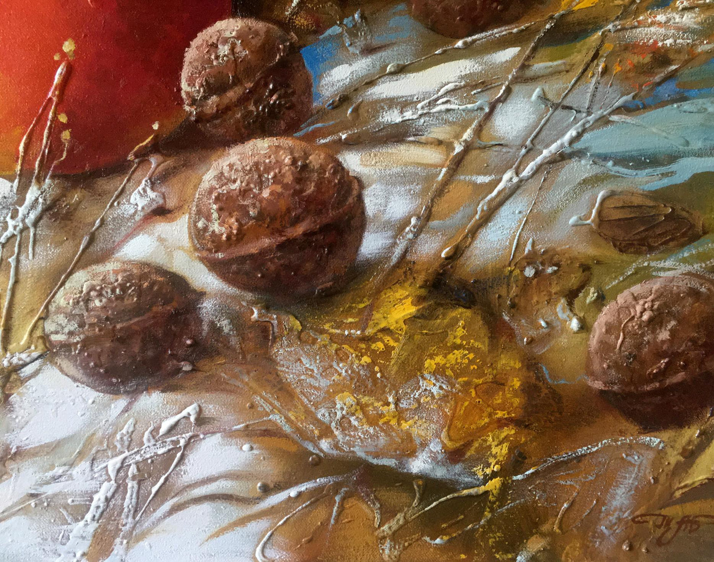 Abstract oil painting Autumn apples Anatoly Borisovich Tarabanov