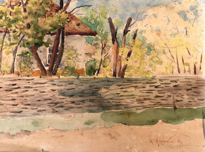 Watercolor painting Native home Tsyupka Ivan Kirillovich