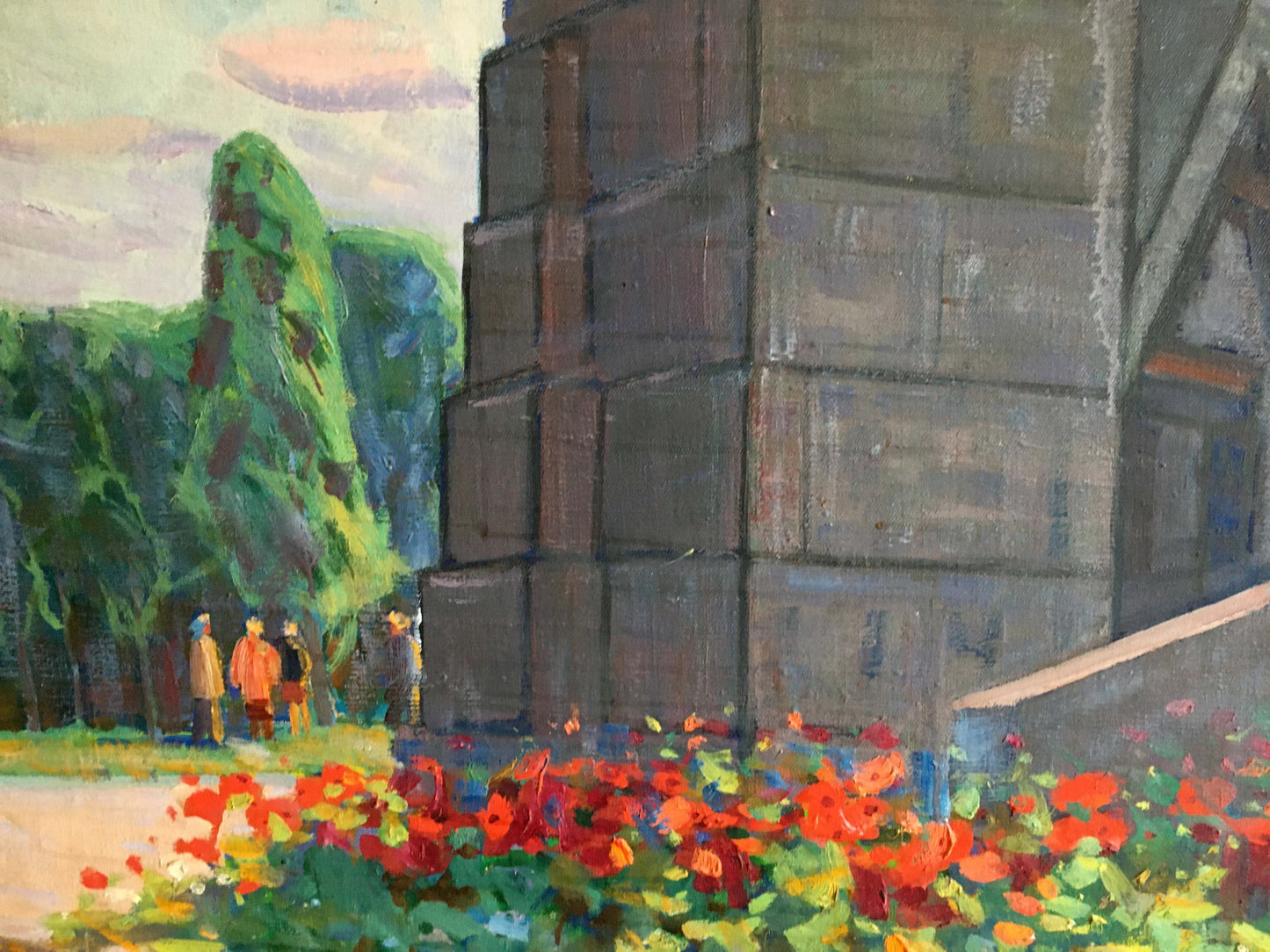 Oil painting At the monument Tyukha Ivan Andreevich