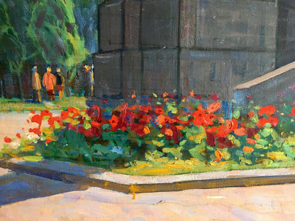 Oil painting At the monument Tyukha Ivan Andreevich