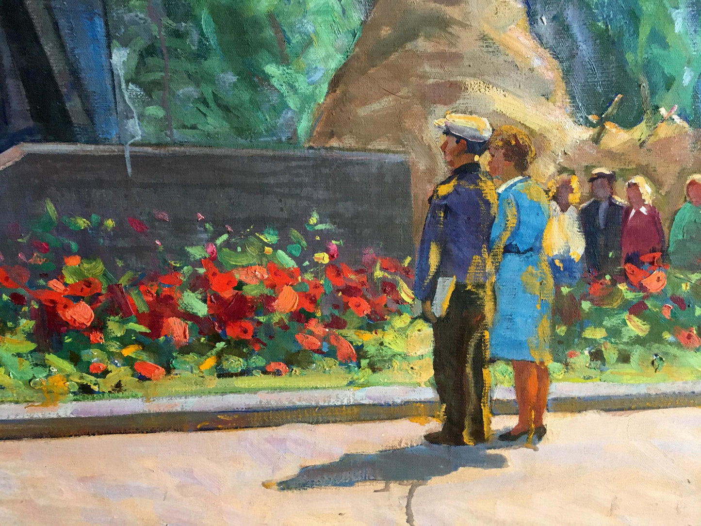 Oil painting At the monument Tyukha Ivan Andreevich