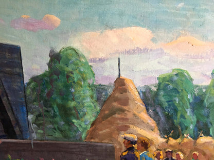 Oil painting At the monument Tyukha Ivan Andreevich
