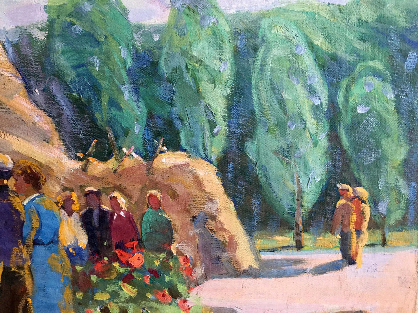 Oil painting At the monument Tyukha Ivan Andreevich