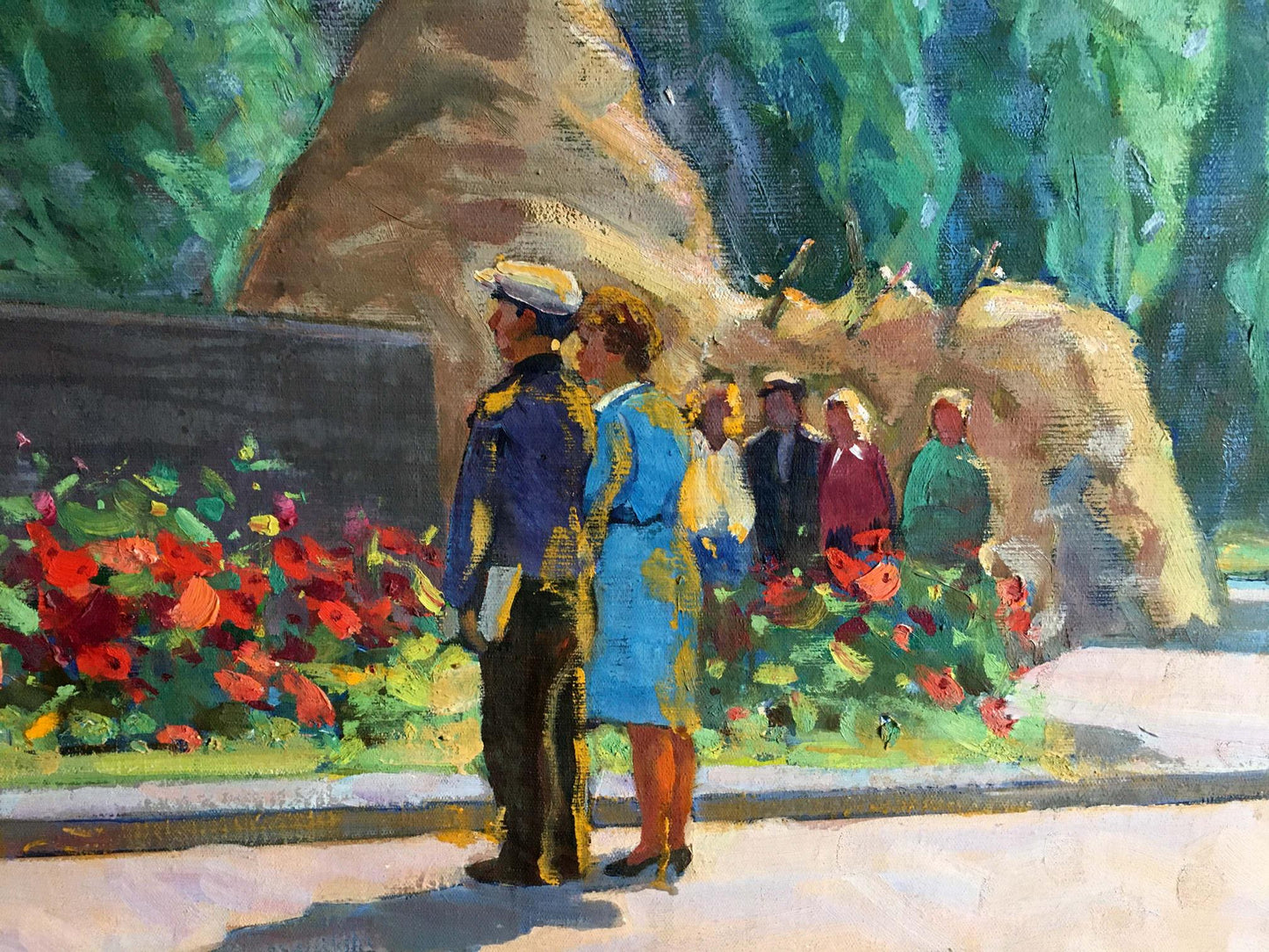 Oil painting At the monument Tyukha Ivan Andreevich
