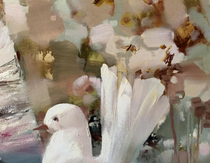 Abstract oil painting White dove Anatoly Borisovich Tarabanov
