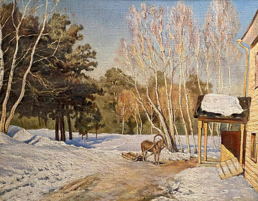 Oil painting Winter march Litvinov Arkady Petrovich