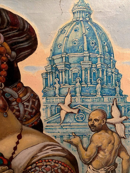 Oil painting Temptation of two couples in Rome Oleg Litvinov