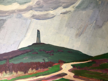 Gouache painting Monument on a hill Vladimir Chernikov