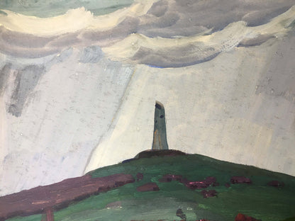 Gouache painting Monument on a hill Vladimir Chernikov