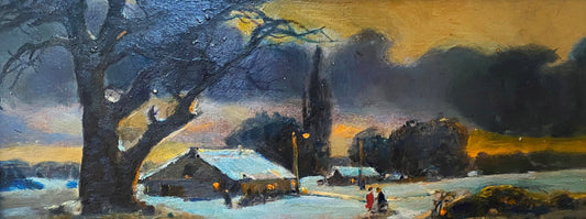 Oil painting Winter evening Litvinov Oleg Arkad'yevich