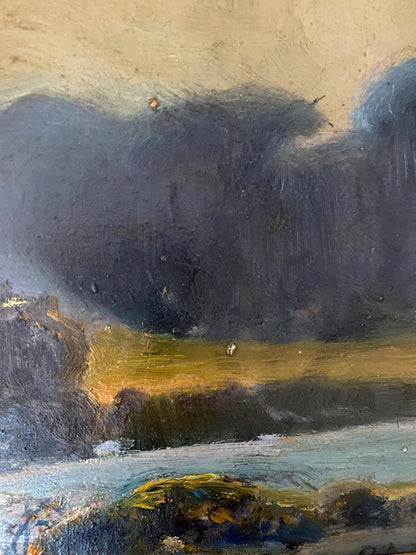 Oil painting Winter evening Litvinov Oleg Arkad'yevich