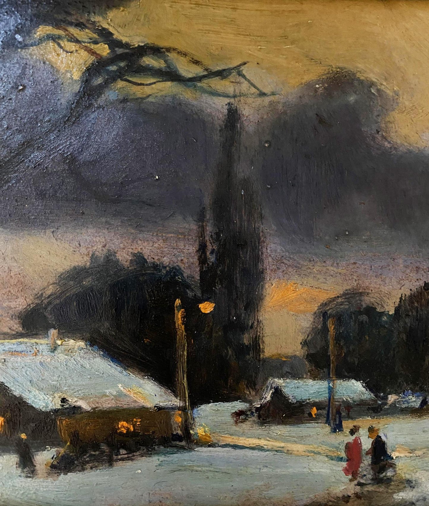 Oil painting Winter evening Litvinov Oleg Arkad'yevich