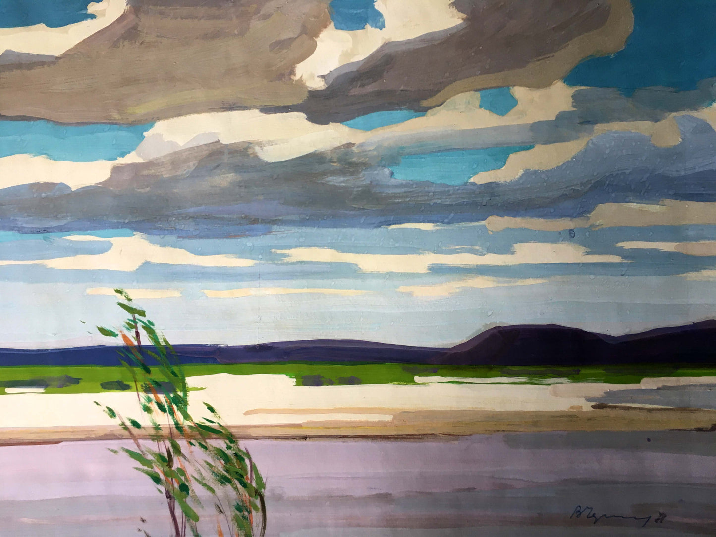 After the Rain: a gouache painting by Vladimir Mikhailovich Chernikov