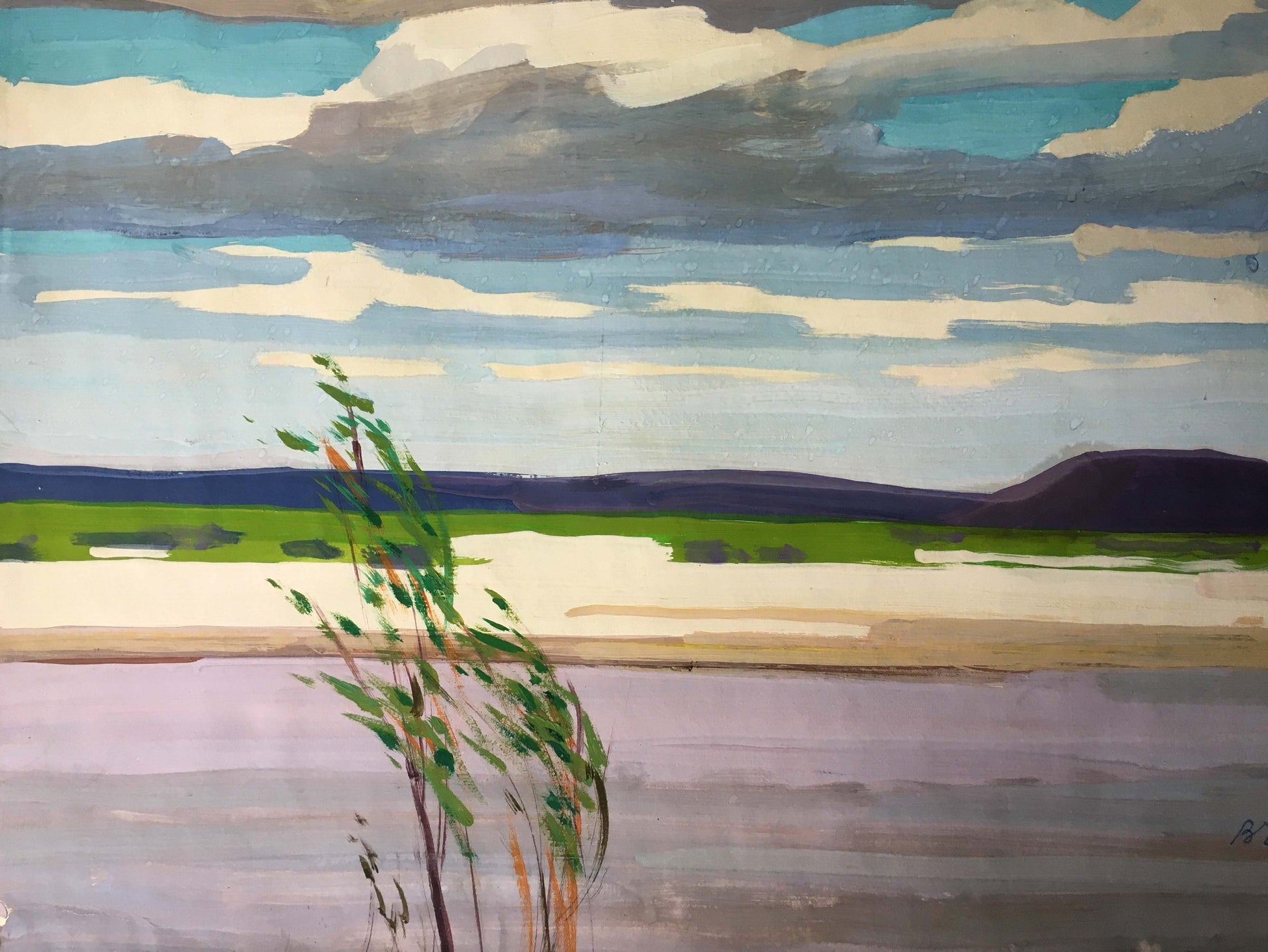 After the Rain portrayed in a gouache painting by Vladimir Mikhailovich Chernikov