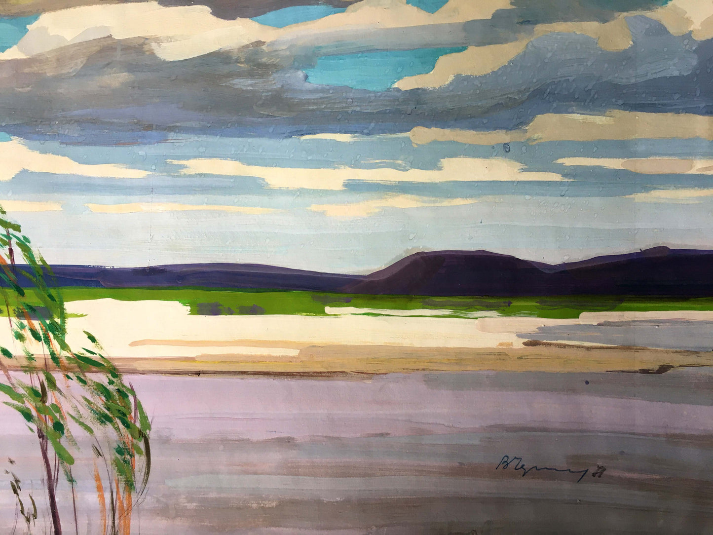 Gouache artwork featuring "After the Rain" by Vladimir Mikhailovich Chernikov