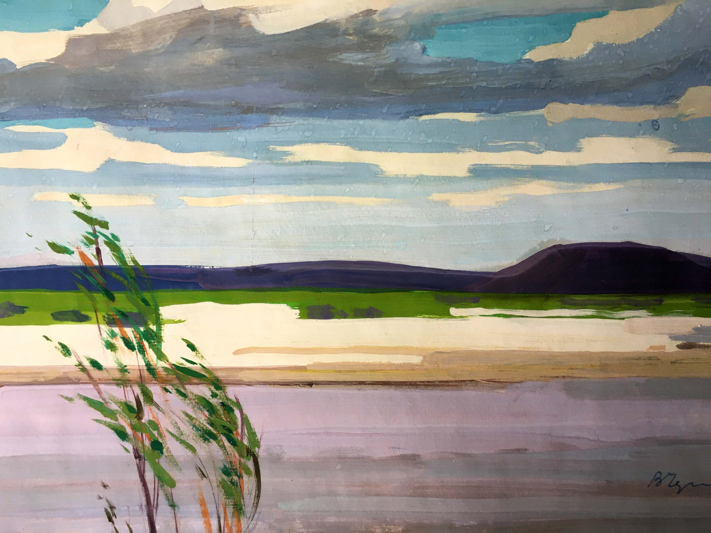 Gouache painting titled "After the Rain" by Vladimir Mikhailovich Chernikov