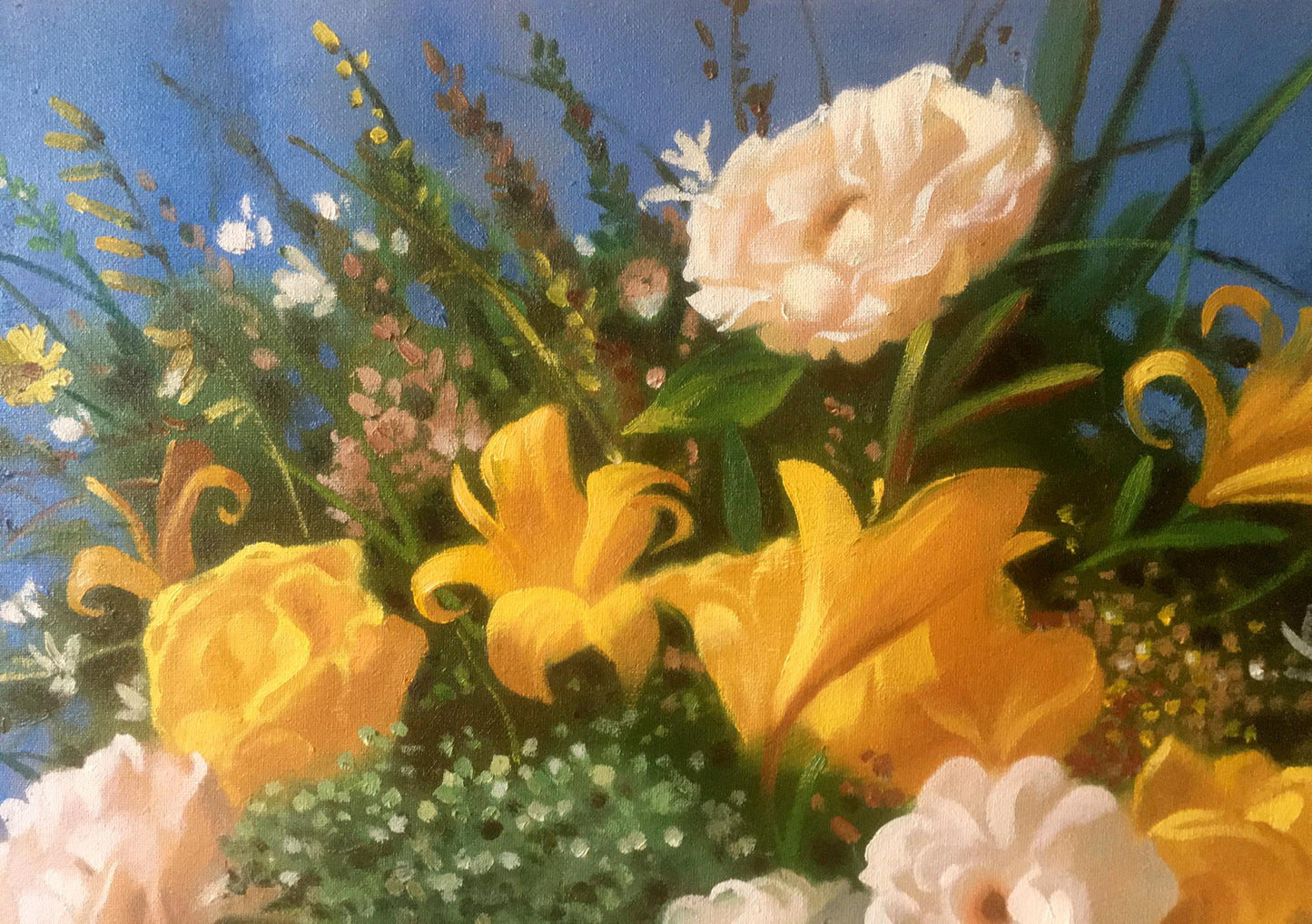 Oil painting White and yellow flowers Anatoly Tarabanov
