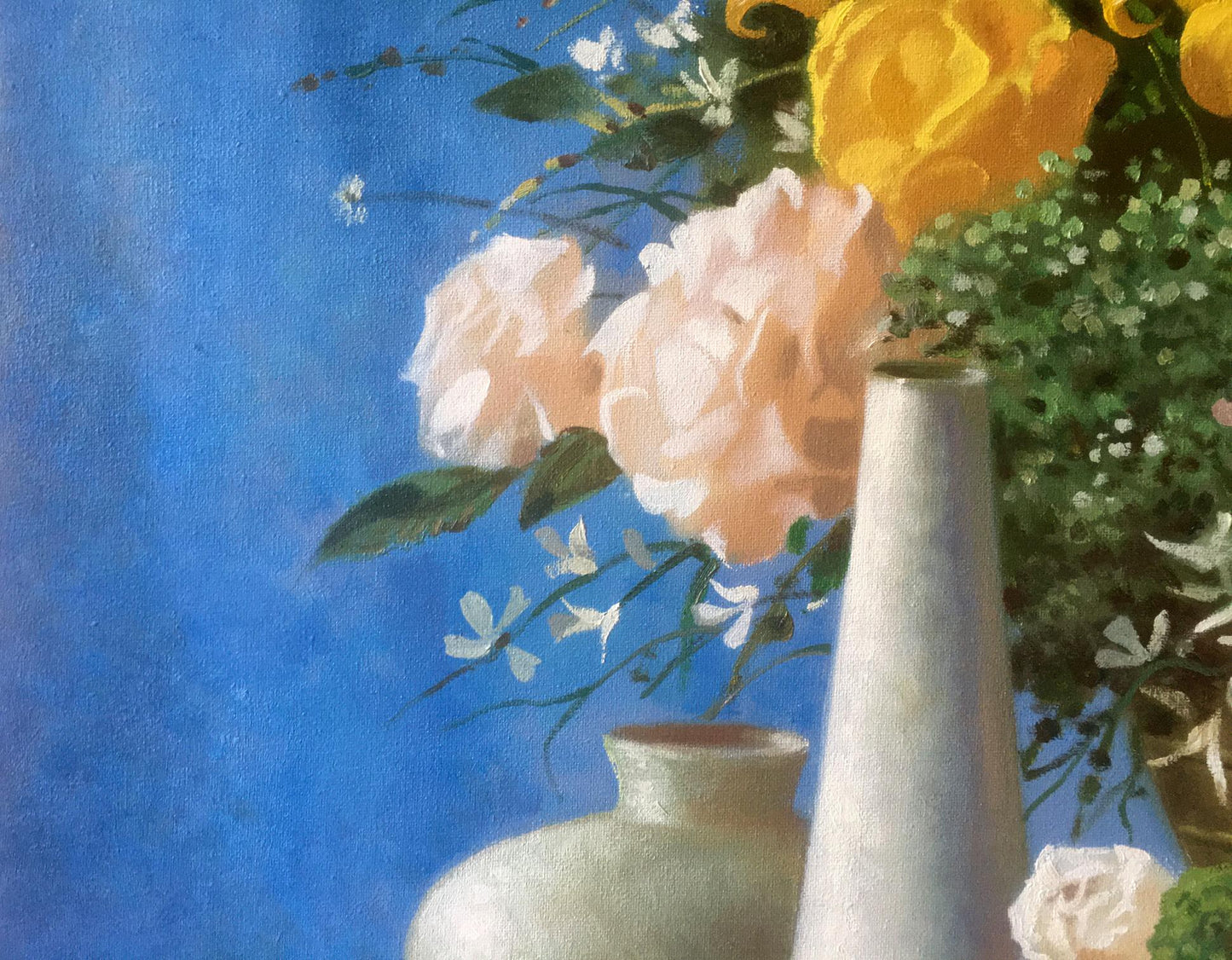 Oil painting White and yellow flowers Anatoly Tarabanov