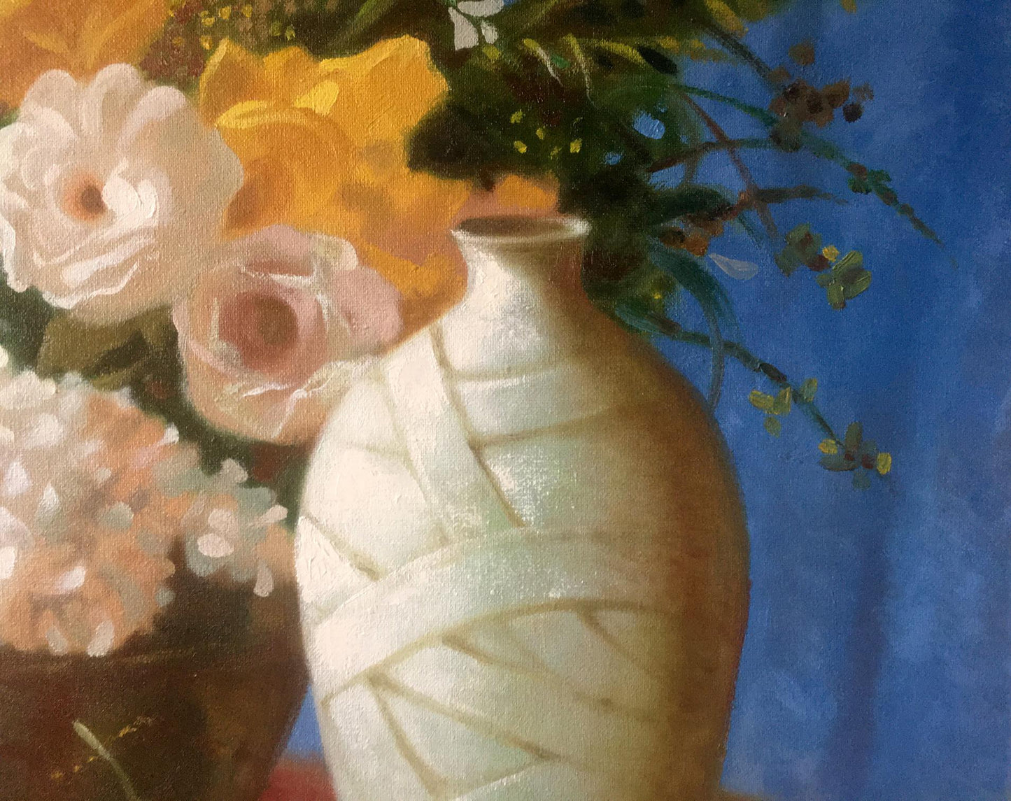 Oil painting White and yellow flowers Anatoly Tarabanov