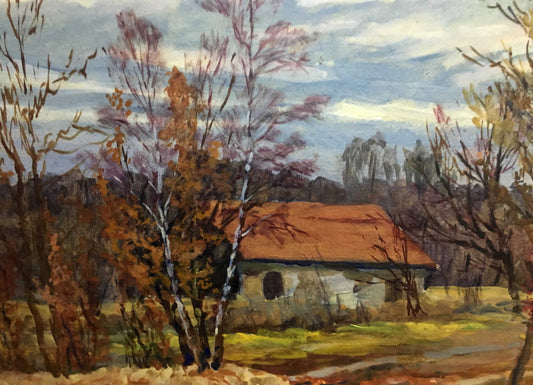 Oil painting house in the woods A. Cherkas