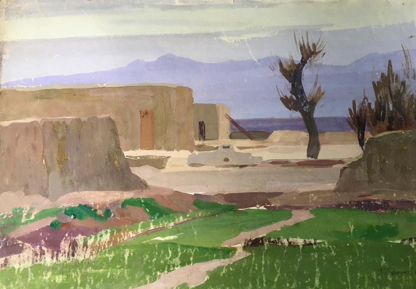 Gouache painting In desert Chernikov Vladimir Mikhailovich