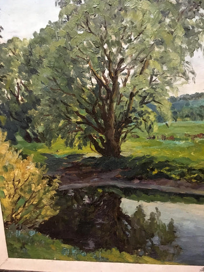 Oil painting Tree pond Alexander Georgievich Cherkass