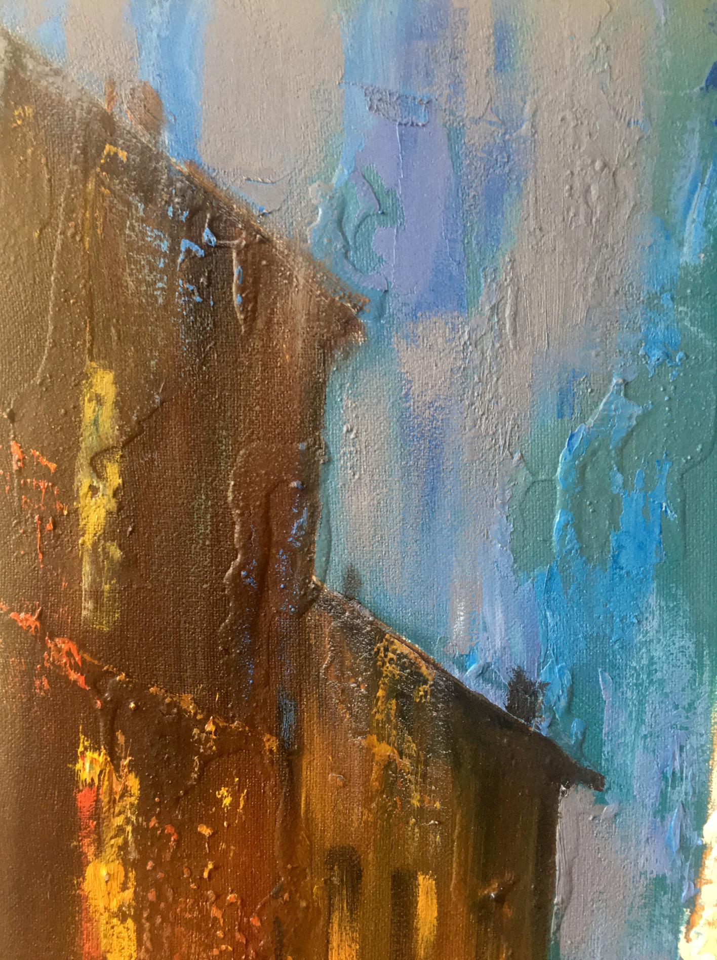 Oil painting Night street Anatoly Borisovich Tarabanov