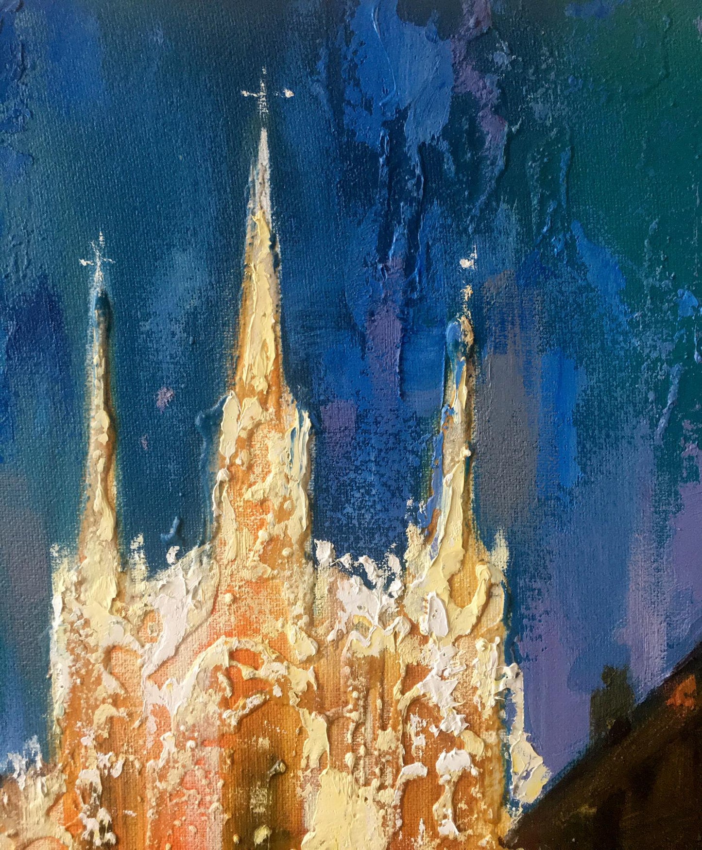 Oil painting Night street Anatoly Borisovich Tarabanov