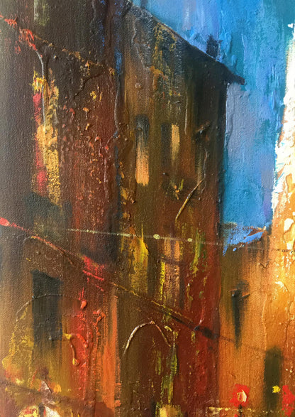 Oil painting Night street Anatoly Borisovich Tarabanov