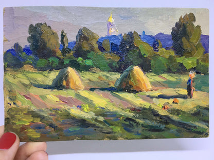 Oil painting Haystacks Popov I. A.