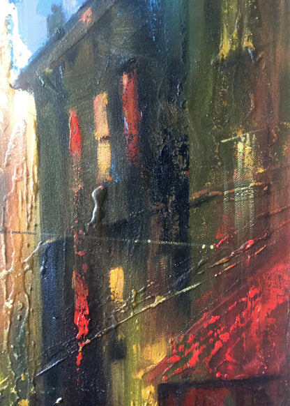 Oil painting Night street Anatoly Borisovich Tarabanov