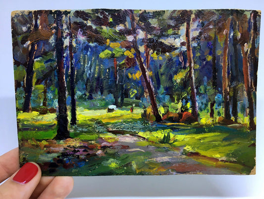 Oil painting Walk in the woods Popov I. A.