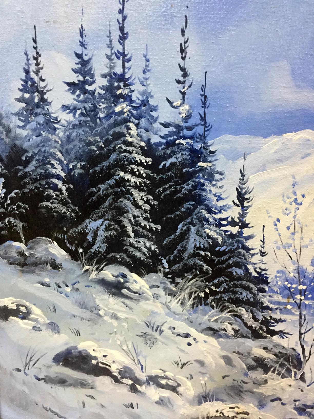Oil painting Winter landscape original picture painter
