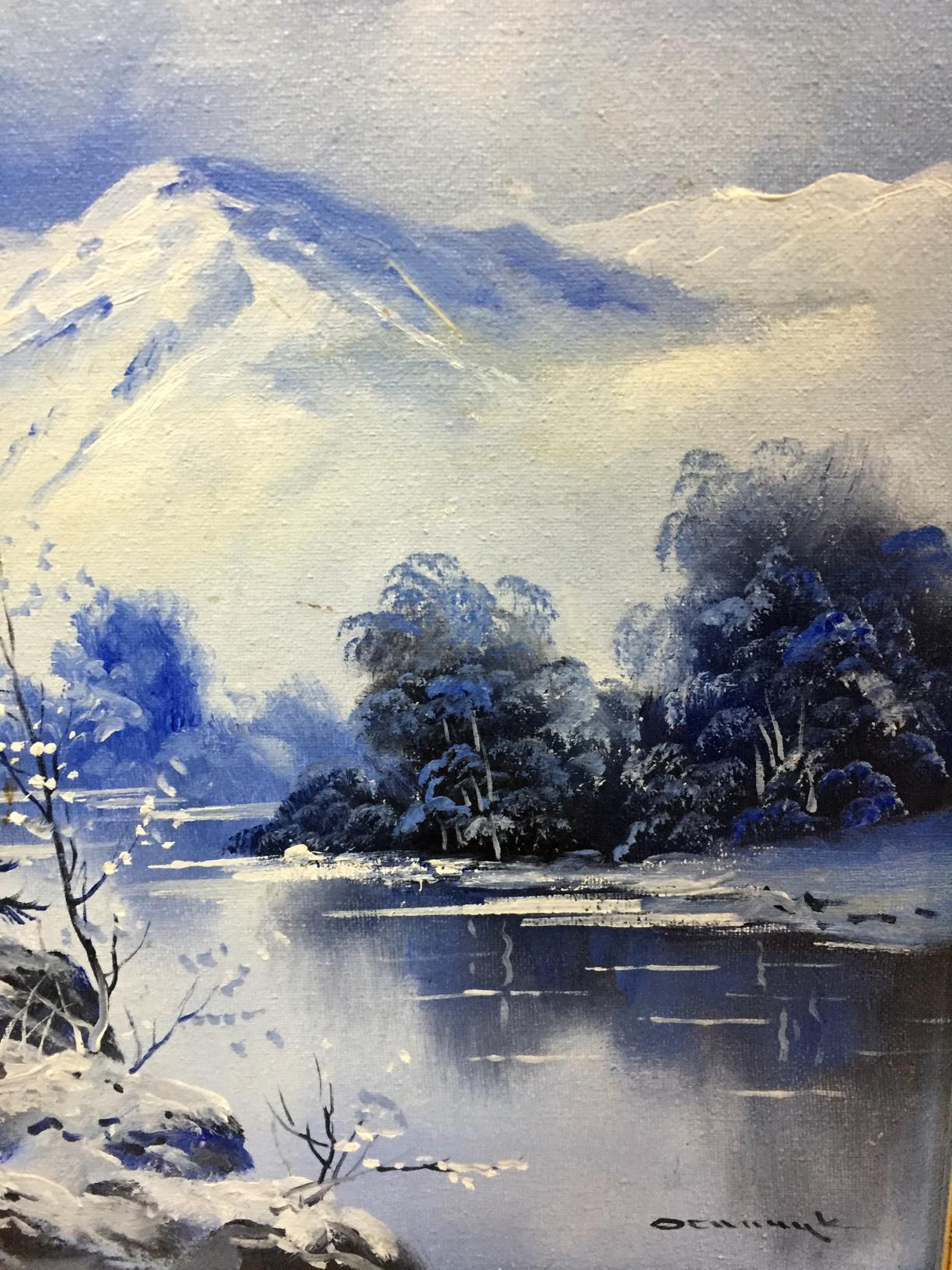Oil painting Winter landscape original picture painter