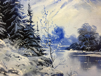 Oil painting Winter landscape original picture painter